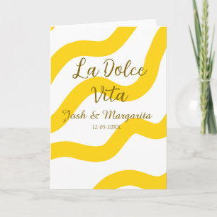 La Dolce Vita yellow wedding couple Name date glit Card