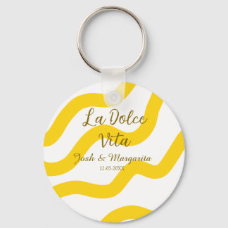 La Dolce Vita yellow wedding couple Name date glit Key Ring