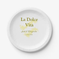 La Dolce Vita yellow wedding couple Name date glit