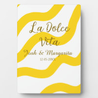 La Dolce Vita yellow wedding couple Name date glit
