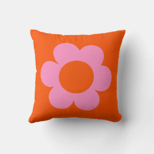 La Fleur 01 Retro Floral Orange Pink Preppy Flower Cushion