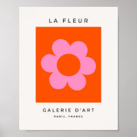 La Fleur 01 Retro Floral Orange Pink Preppy Flower
