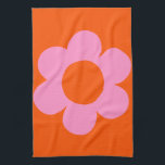 La Fleur 01 Retro Floral Orange Pink Preppy Flower Tea Towel<br><div class="desc">Abstract Retro Floral Print – La Fleur – Orange And Pink.</div>