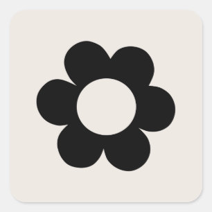 La Fleur 03 Retro Floral Black And White Flower Square Sticker