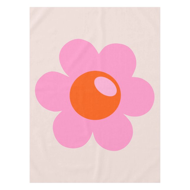 La Fleur 05 Abstract Flower Pink And Orange Floral Tablecloth (Front)