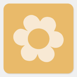 La Fleur 07 Retro Floral Yellow Flower Square Sticker