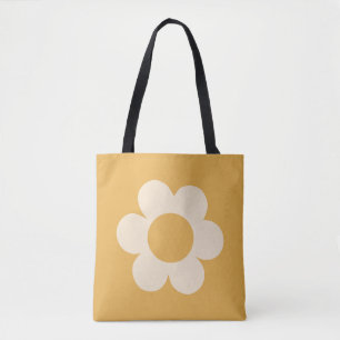La Fleur 07 Retro Floral Yellow Flower Tote Bag