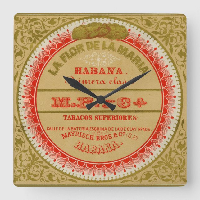 La Flor De La Maria Square Wall Clock (Front)