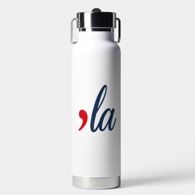 'LA for Kamala Harris. White Water Bottle (Front)