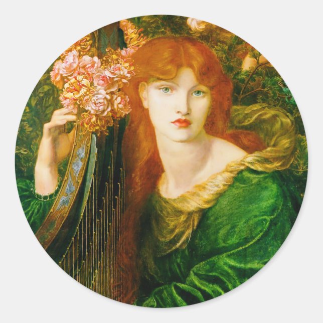La Ghirlandata by Dante Gabriel Rossetti Classic Round Sticker (Front)