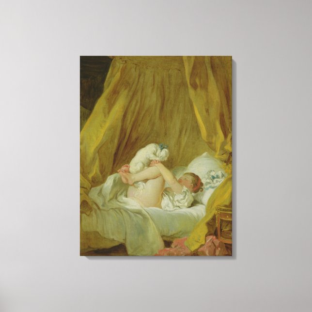 'La Gimblette', Girl with a Dog, c.1770 (oil on ca Canvas Print (Front)