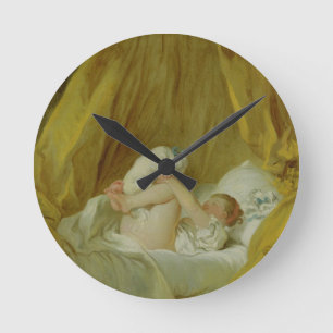 'La Gimblette', Girl with a Dog, c.1770 (oil on ca Round Clock