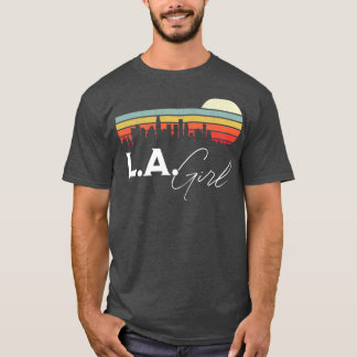 LA Girl Retro Sunset City Skyline Souvenir T-Shirt