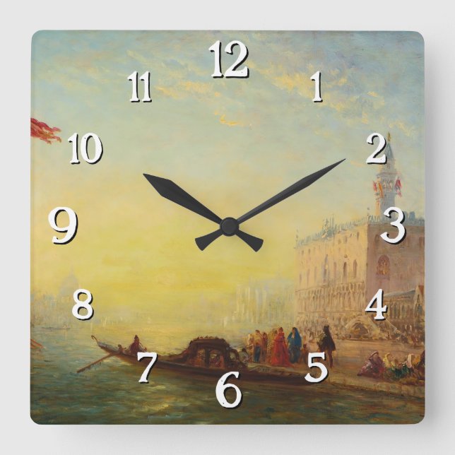 La Gondole, Quai Des Esclavons – Félix Ziem Square Wall Clock (Front)