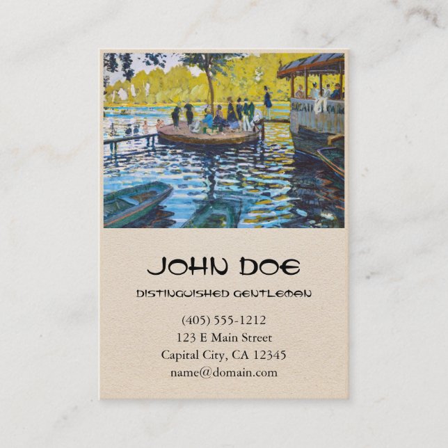 La Grenouillere Claude Monet fine art painting Business Card (Front)