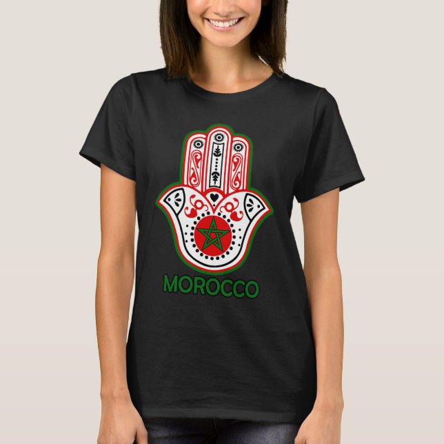 La Hand of Fatima u2013 J'aime le Morocco u2013 Be T-Shirt (Front)