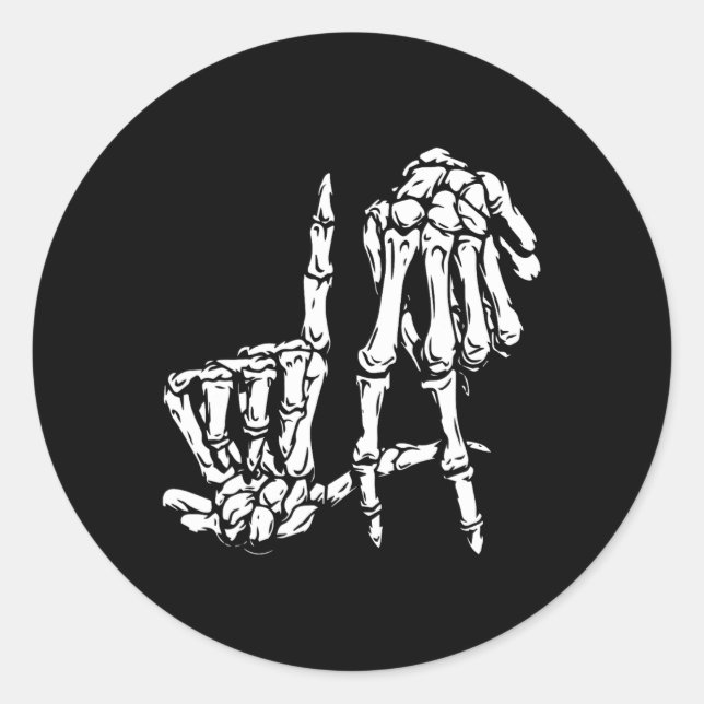 La Hand Sign Lazy Diy Halloween Costume Skeleton L Classic Round Sticker (Front)