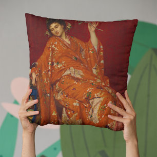La Japonaise by Emile Villa Vintage Oriental Art Cushion
