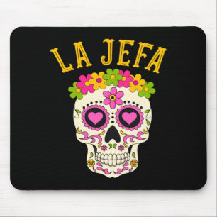 La Jefa Sugar Skull Dia De Los Muertos Costume Mouse Pad