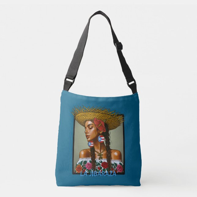 La Jíbaraza – Puerto Rican Jíbara Art • Boricua He Crossbody Bag (Front)