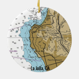 La Jolla CA Chart Ceramic Tree Decoration