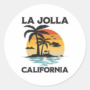 La Jolla California Beach Surf Summer Vacation Vin Classic Round Sticker