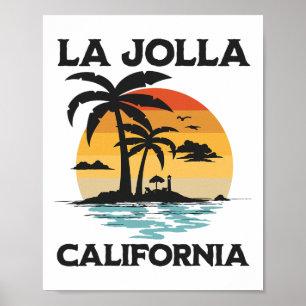 La Jolla California Beach Surf Summer Vacation Vin Poster