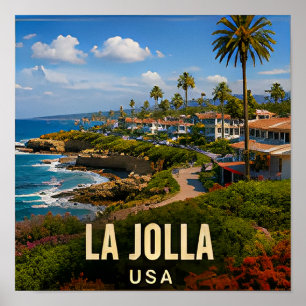 La Jolla California Coastal Village Travel Poster