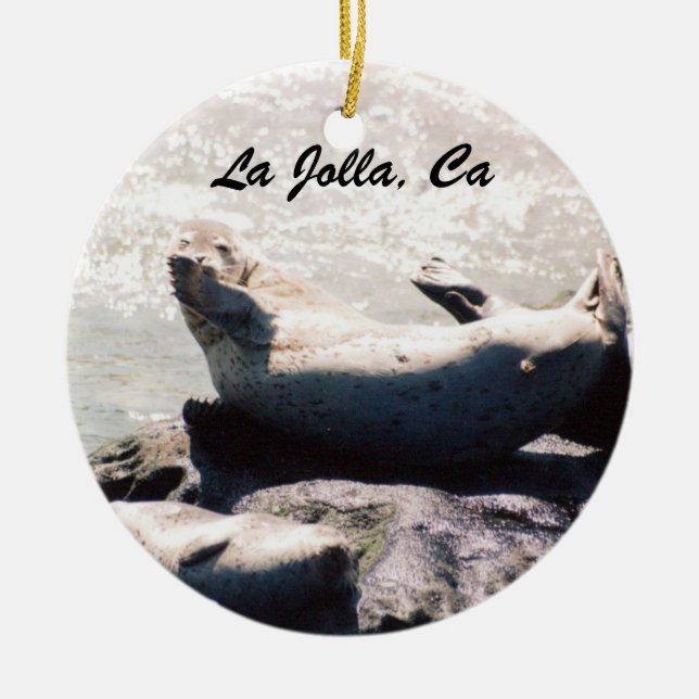 La Jolla California Travel Vacation Photo Ceramic Tree Decoration (Front)