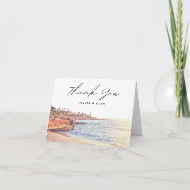 La Jolla Cove Sunset Blank Thank You Card (Front)