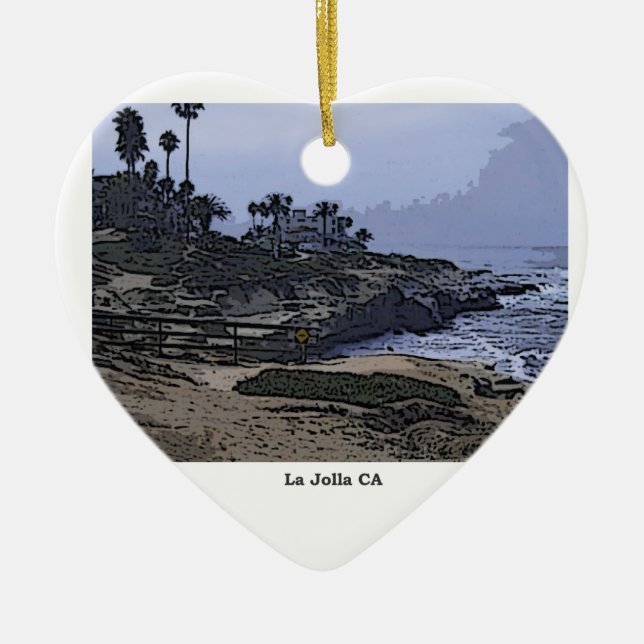 La Jolla Cove View Ceramic Tree Decoration (Front)