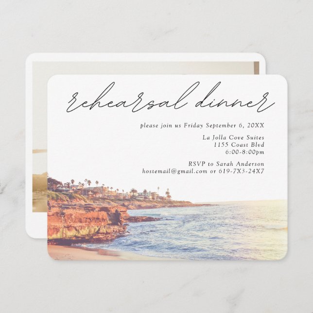 La Jolla Rehearsal Dinner Wedding Enclosure Card (Front/Back)