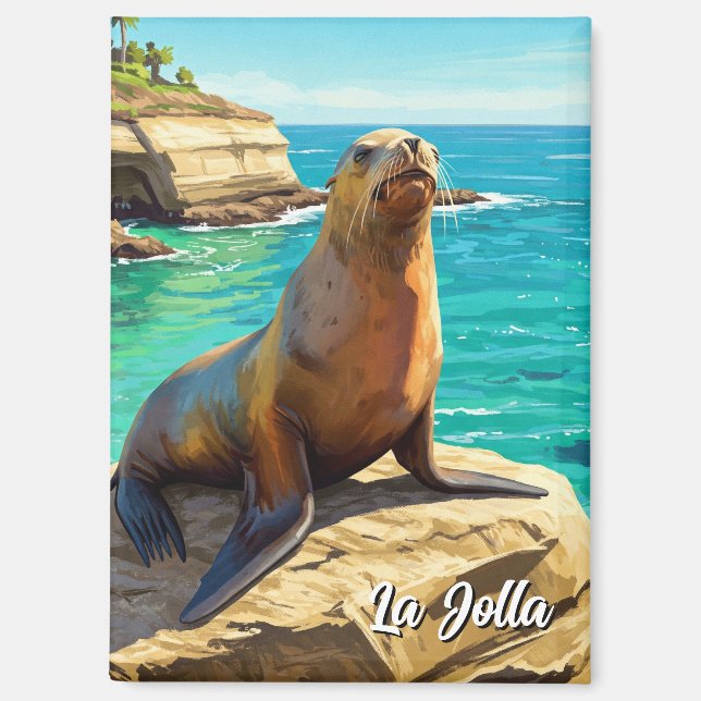 La Jolla Sea Lion California Travel Magnet (Front)