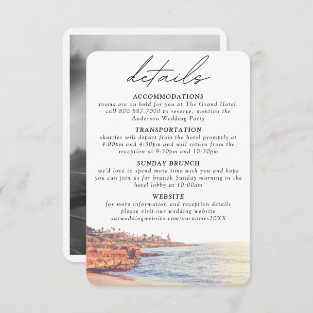 La Jolla Wedding Details Enclosure Card (Front/Back)