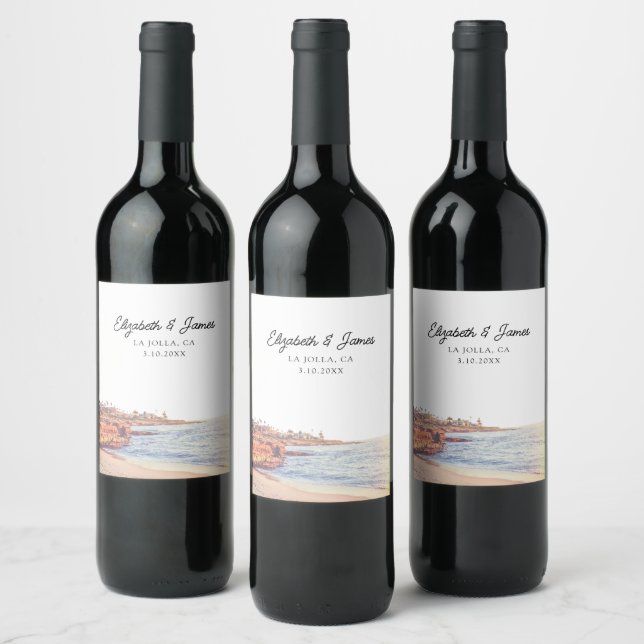 La Jolla Wedding Favour San Diego Personalised Wine Label (Bottles)