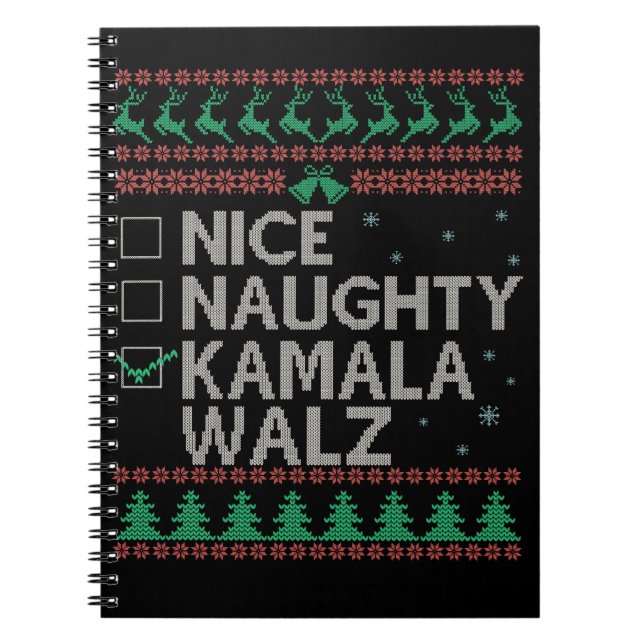 La Kamala Harris Ugly Christmas Sweater Election Notebook (Front)