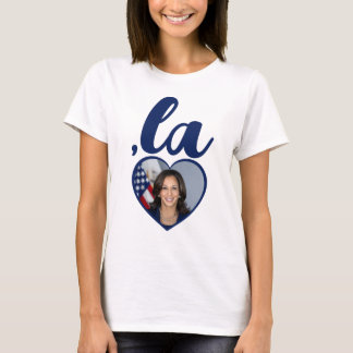 ,la KAMALA photo heart blue democrat text T-Shirt
