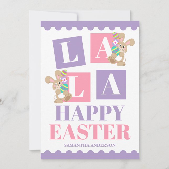 La La Easter Bunny Holiday Card (Front)