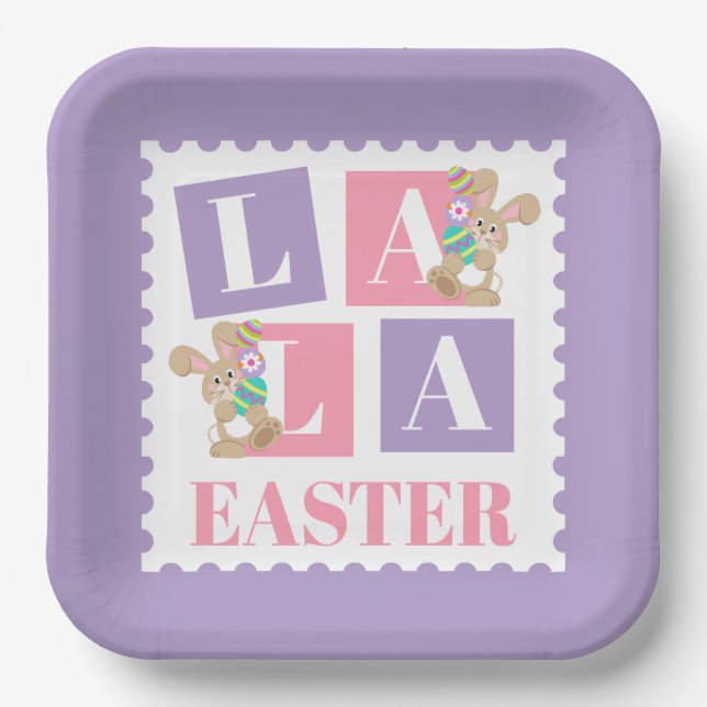 La La Easter Bunny Party Plates (Front)