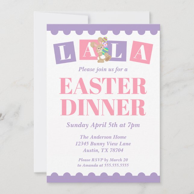 La La Easter Dinner Invitation (Front)