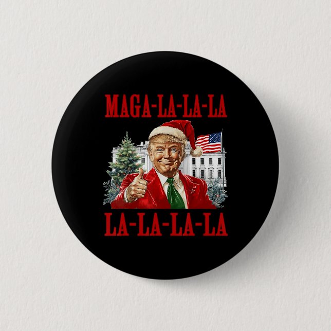 La La La Donald Trump Potus 47 Ugly Christmas Swea 6 Cm Round Badge (Front)