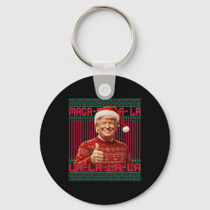 La La La Donald Trump Potus 47 Ugly Christmas Swea Key Ring