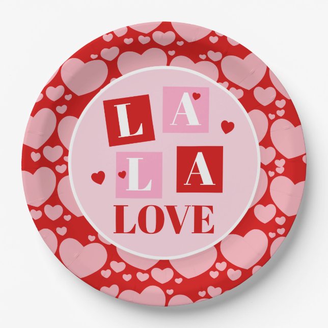La La Love Valentine’s Day Paper Plate (Front)