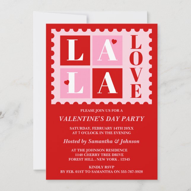 La La Love Valentine’s Day Party Invitation (Front)
