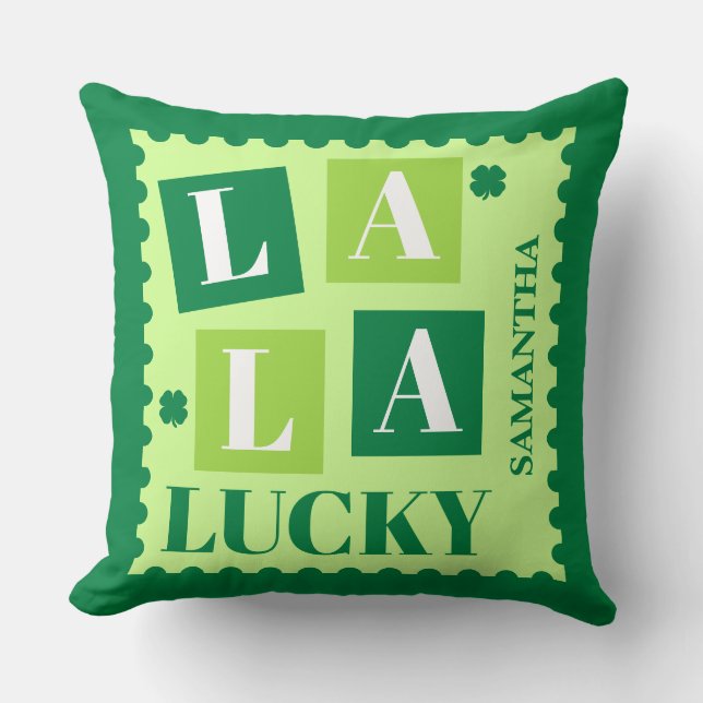 La La Lucky St. Patrick’s Day Personalized Cushion (Front)