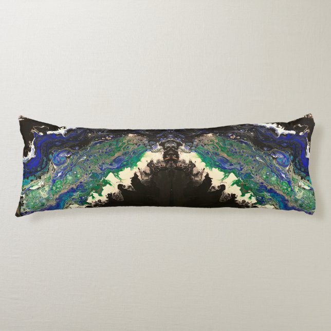 La Laguna painting black blue teal white  Body Cushion (Front)