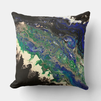La Laguna painting black blue teal white Cushion