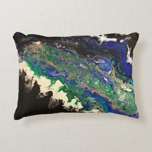La Laguna painting black blue teal white Decorative Cushion