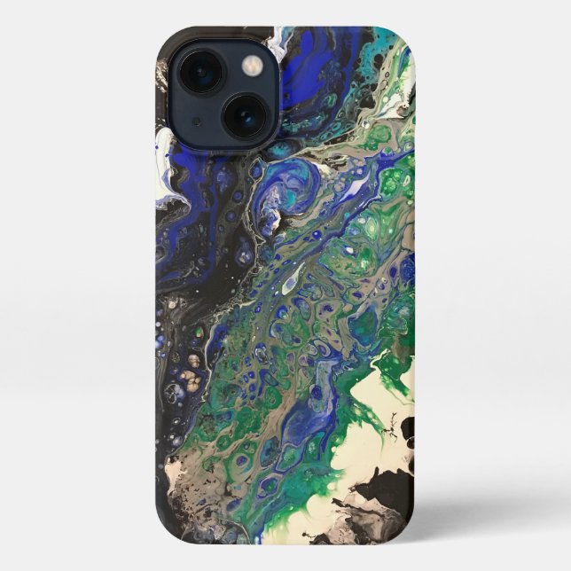 La Laguna painting black blue teal white  iPhone Case (Back)