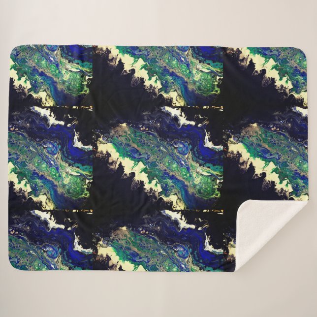 La Laguna painting black blue teal white  Sherpa Blanket (Front (Horizontal))